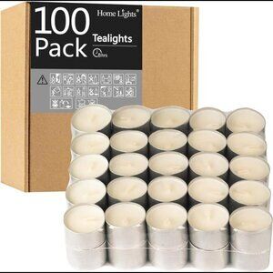 Unscented Tealight Candles - 100 Pack, 8hr Smokeless White Votive Candles